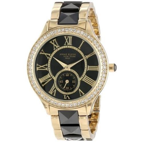 Anne Klein 12/2142BKGB Swarovski Crystal Ceramic Two-tone Women`s Watch