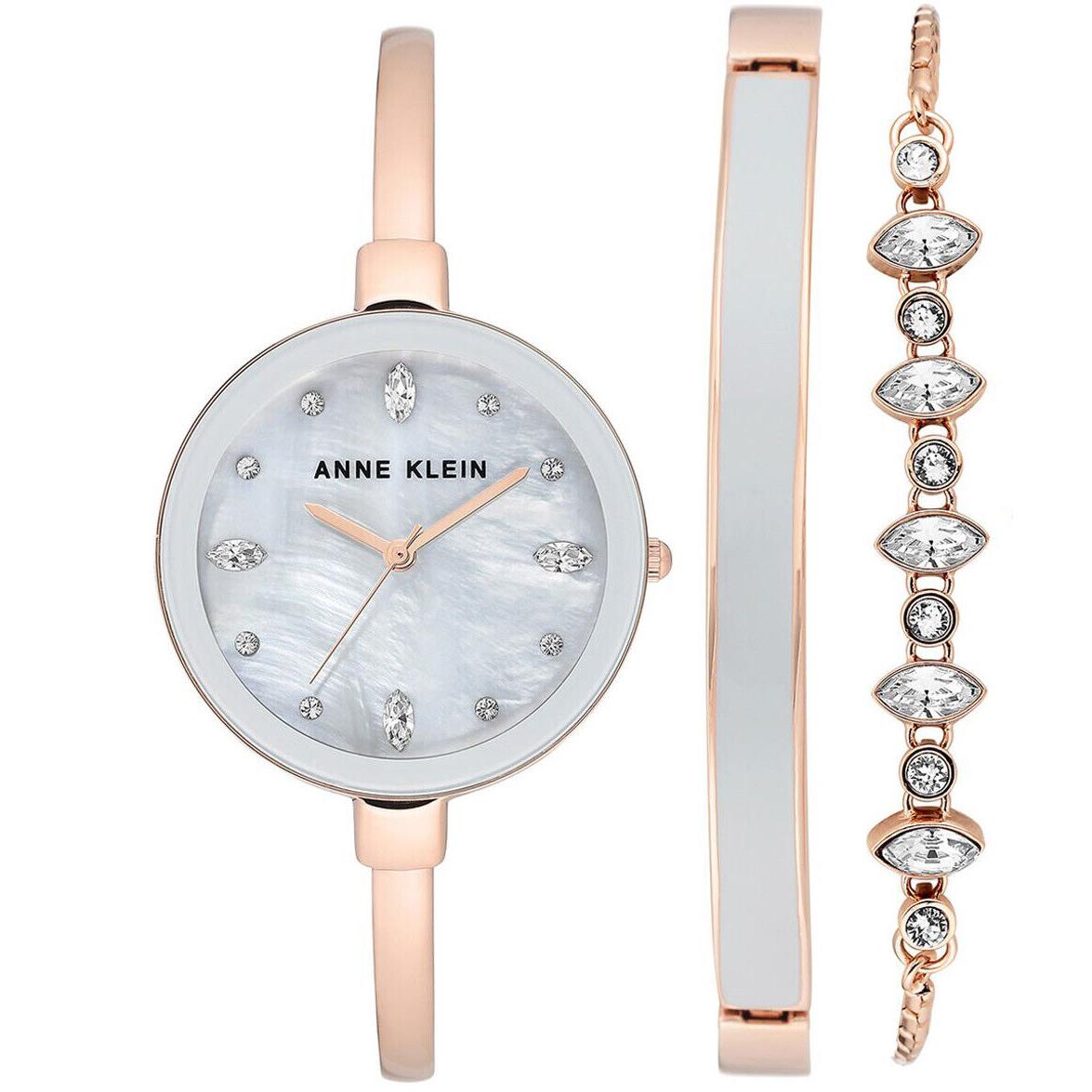 Anne Klein Women`s AK/3352 Swarovski Crystal Accented Bangle Watch and Bracelet