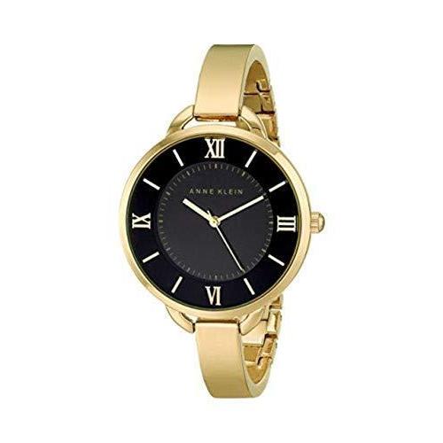 Anne Klein Gold Tone Black Dial Roman `S Bangle Bracelet Watch AK/2268BKG