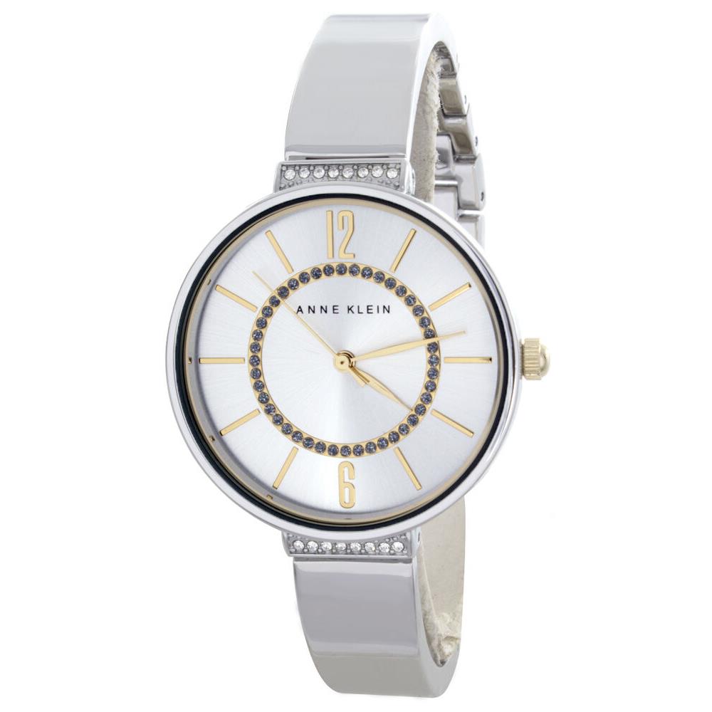 Anne Klein AK/2585SVTT Silver Dial Meal Bangle Bracelet Women`s Quartz Watch