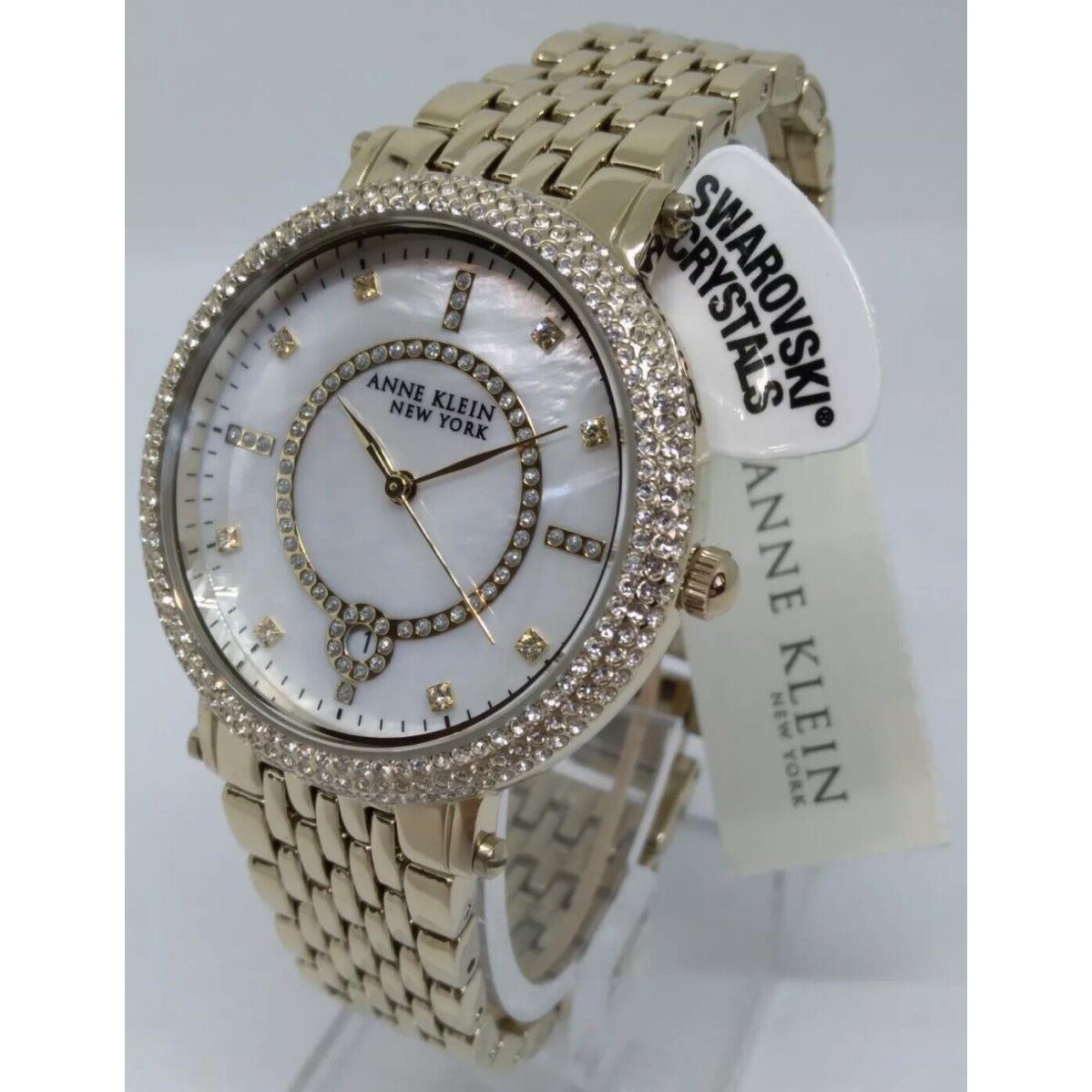 New Anne Klein NY 52 Swarovski Crystal Yellow-gold-tone Ladies Watch 12/2312MPGB