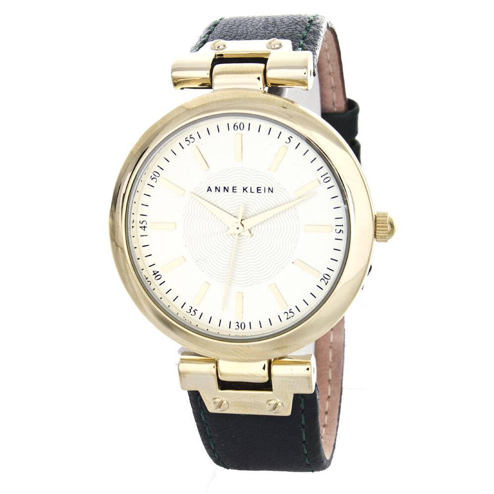 Anne Klein Women`s Gold Tone Green Leather Band Watch AK/1646CHGN
