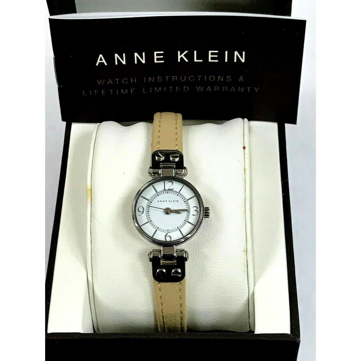 Anne Klein AK/2031WTTN Stainless Steel Tan Leather Strap Ladies Quartz Warranty