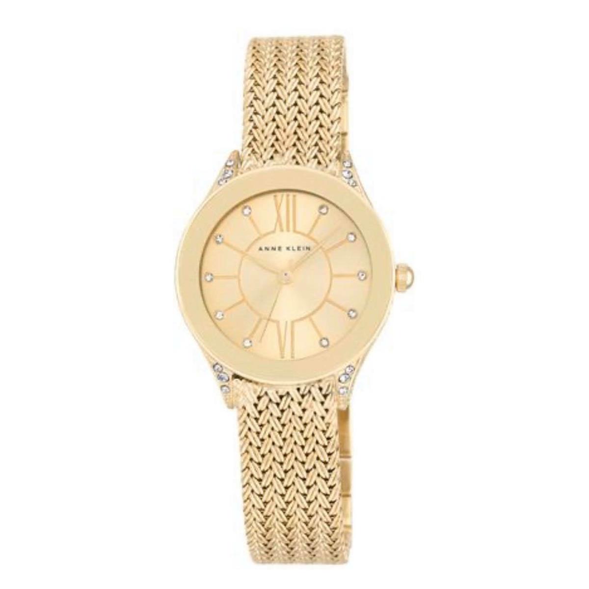 Anne Klein Women`s Gold-tone Stainless Steel Mesh Bracelet Watch 30mm