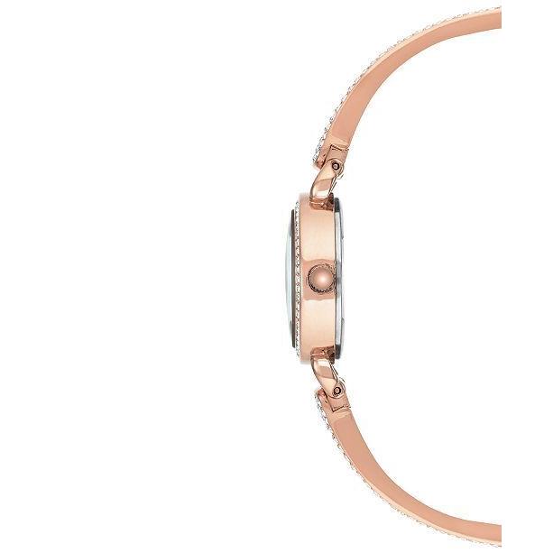 Anne Klein Rose Gold Tone Mop Crystals Bangle Bracelet Watch AK/2816MPRG - Dial: White MOTHER OF PEARL, Band: Rose Gold