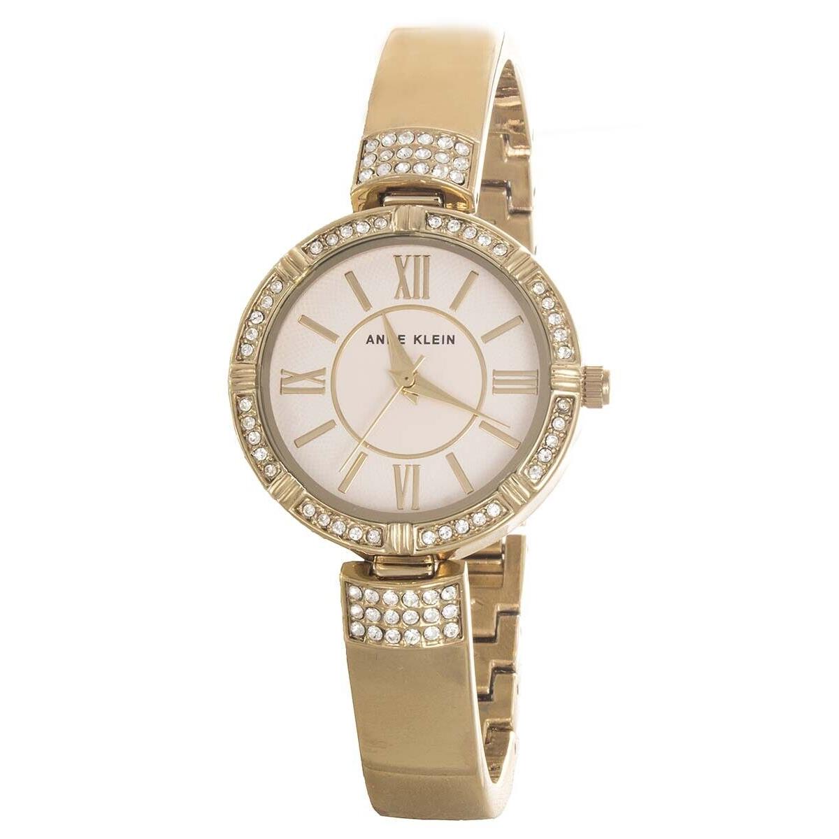 Anne Klein Women`s Cream Dial Gold Watch Bracelet Set AK/3294BHST