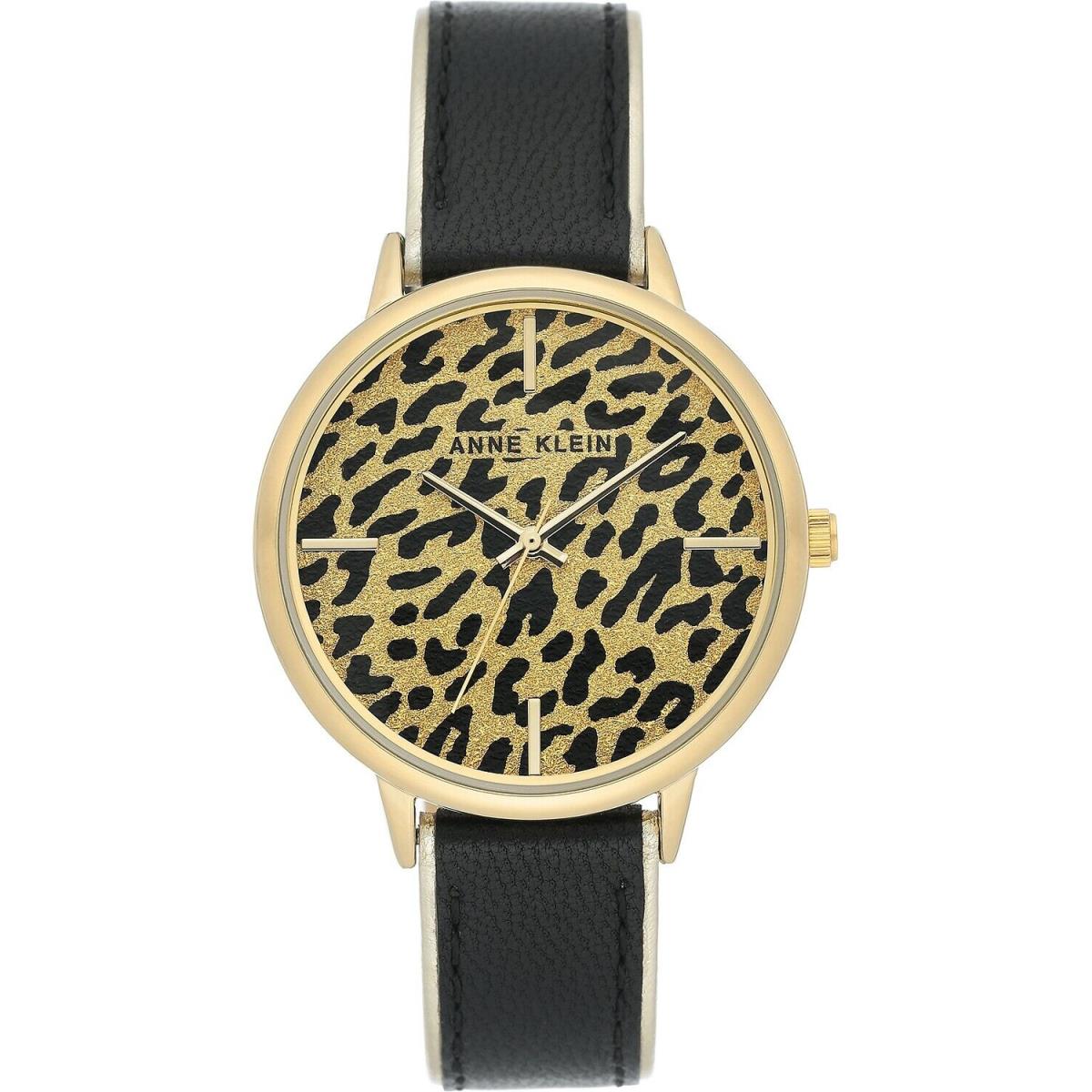 Anne Klein Animal Print Black Leather Watch 1696