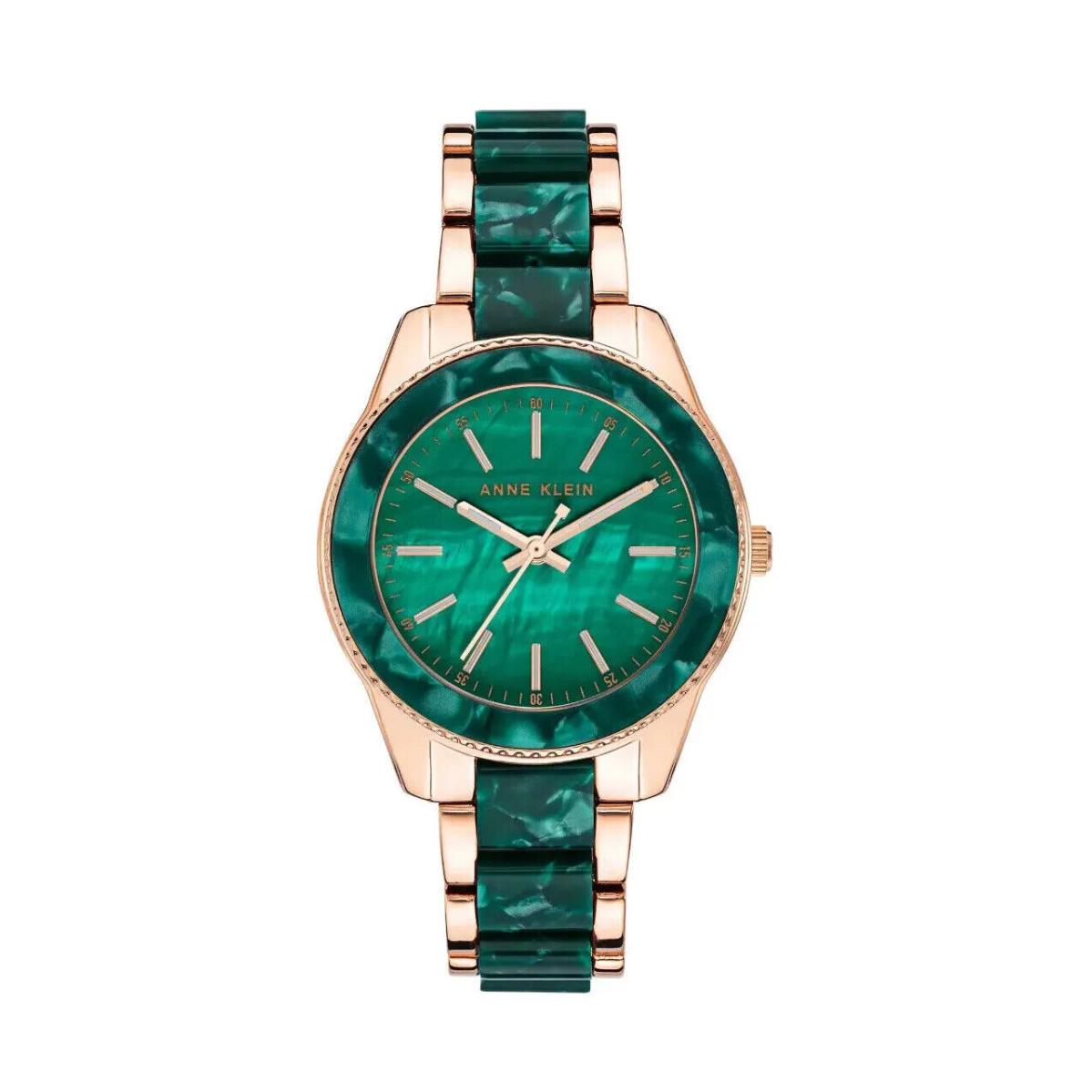 Anne Klein Women`s Green Pearlescent Resin Link Watch 3214-GNRG