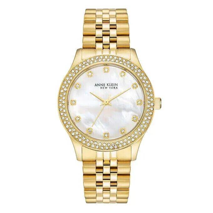 Anne Klein 12/7742MPGB All Stainless Steel Gold-tone Watch with Mother-of-pearl