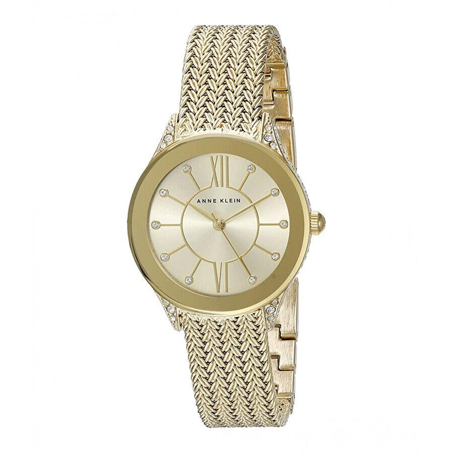 Anne Klein Women`s Premium Crystal Accented Mesh Bracelet AK/2208CHGB Watch