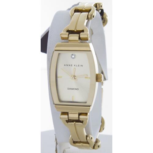 Anne Klein Women`s Diamond Dial Gold-tone Open Link Bracelet Watch AK/1572CHGB