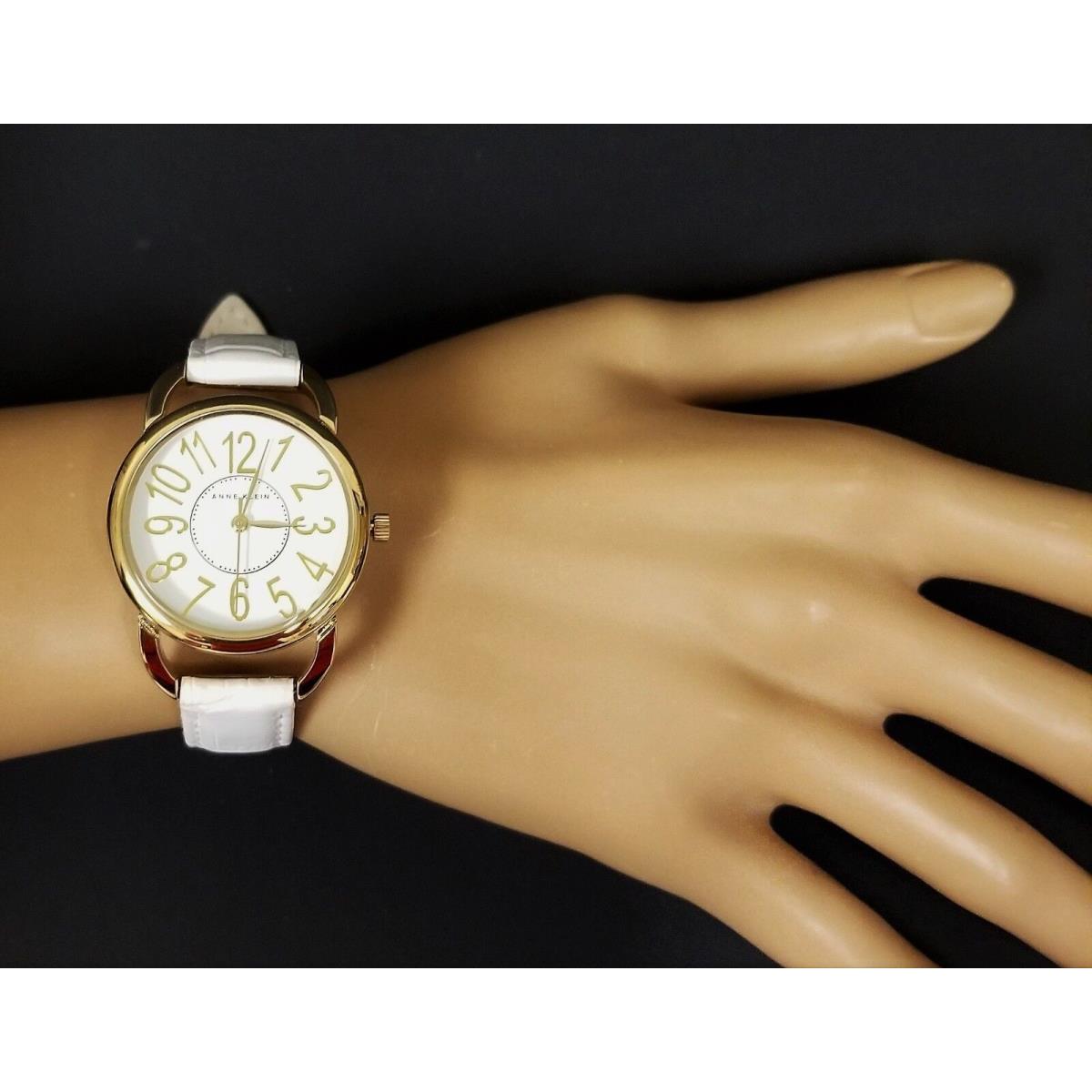 Anne Klein Gold Tone White Croc Leather Backing Watch AK/1566