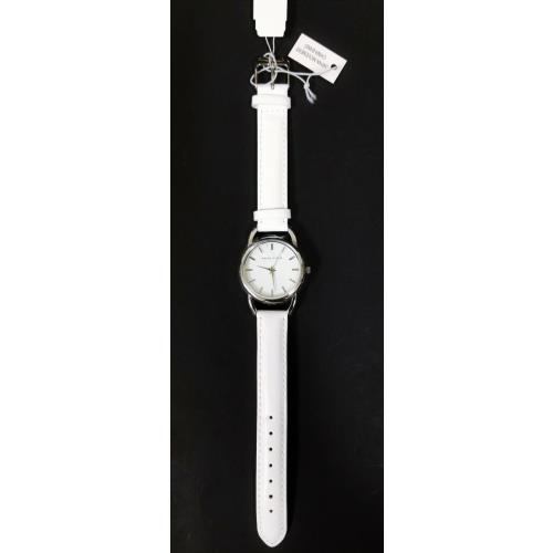 Anne Klein Silver Tone White Leather Band Watch AK/1207