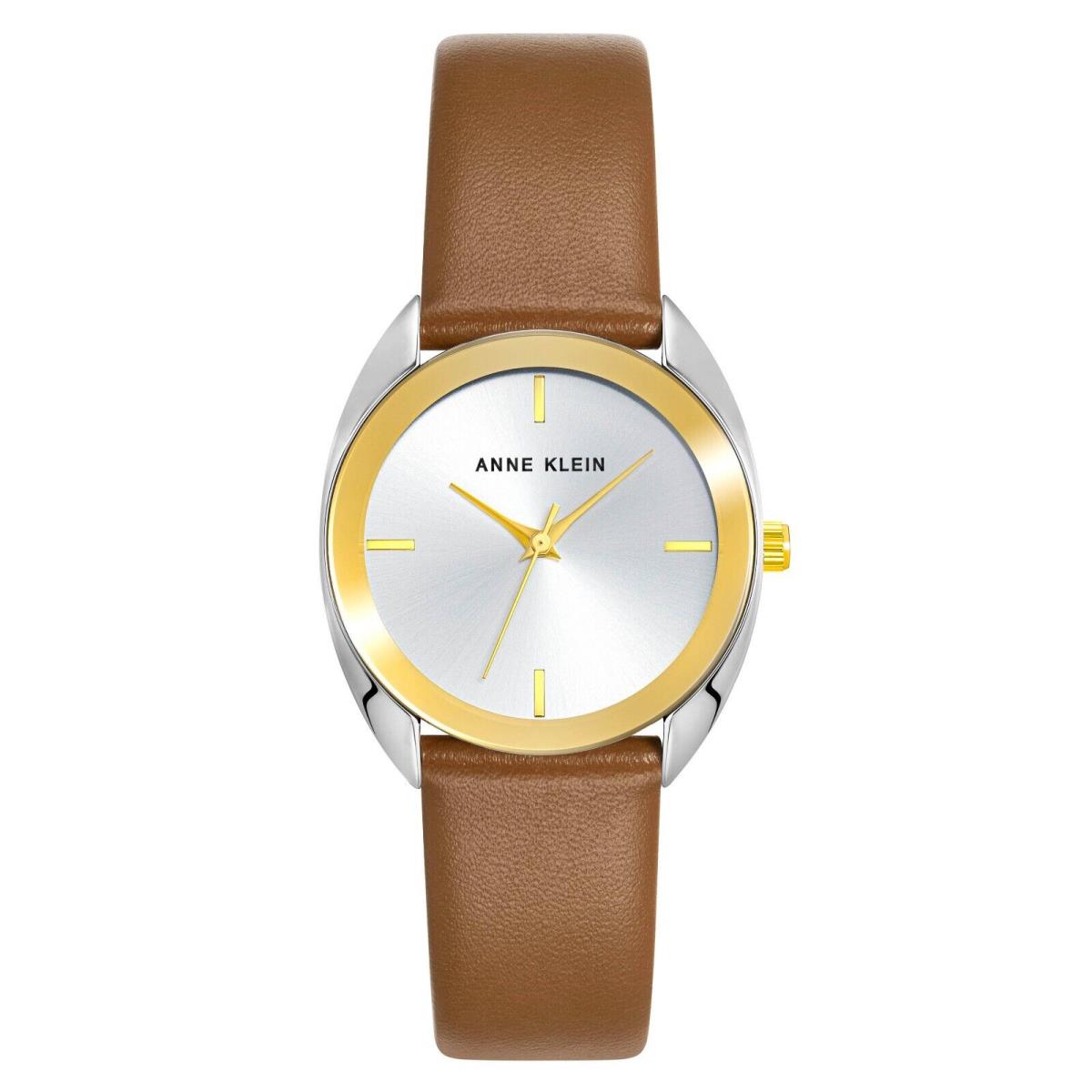 Anne Klein Women`s Silver Dial Tan Leather Strap Watch AK/4031-TTBN