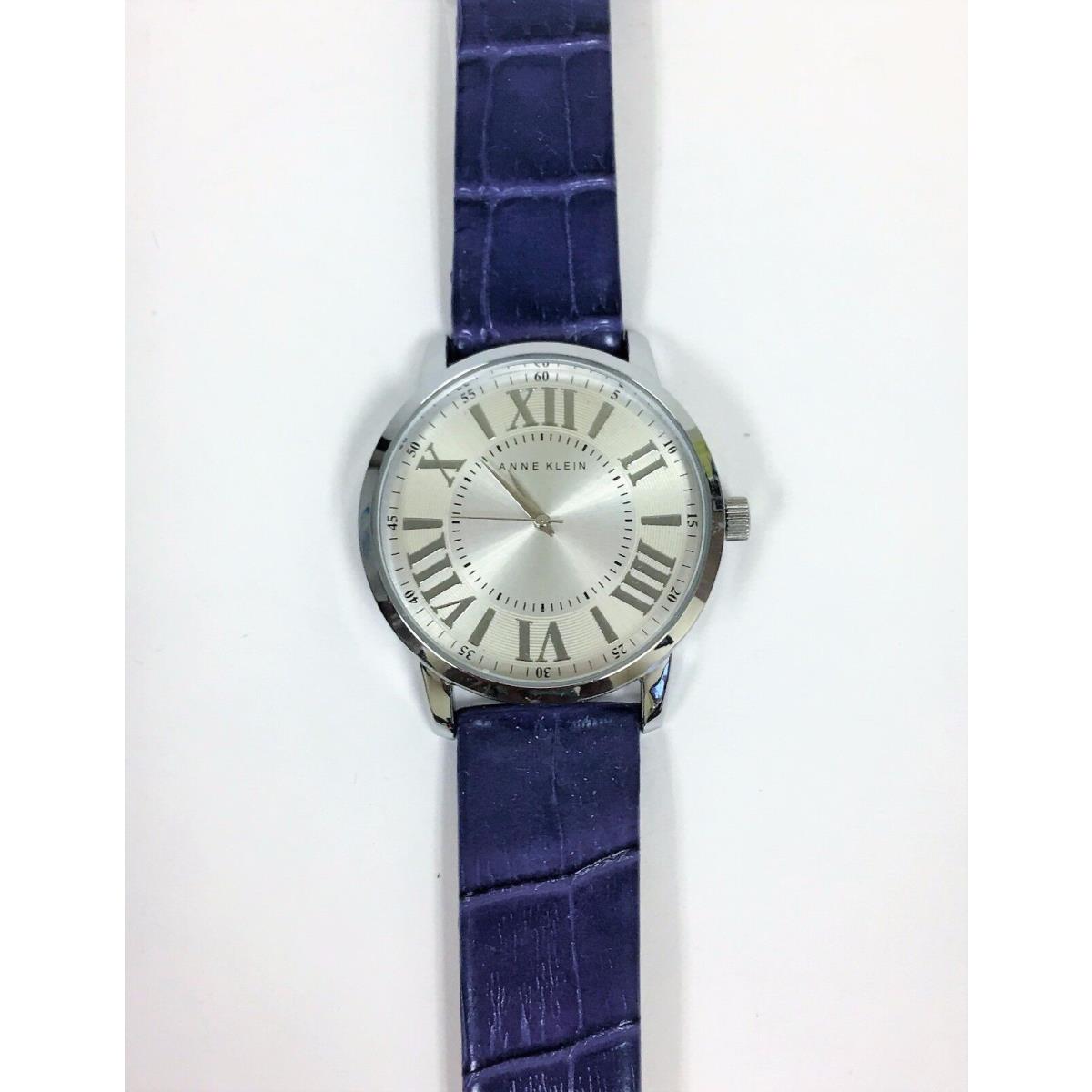 Anne Klein Silver Lavender Croc Leather Backing Roman S Watch AK/1559SVPR