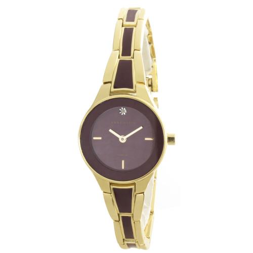 Anne Klein Womens Maroon Dial Maroon Gold Tone Bracelet Watch AK/2556BYGB 25mm