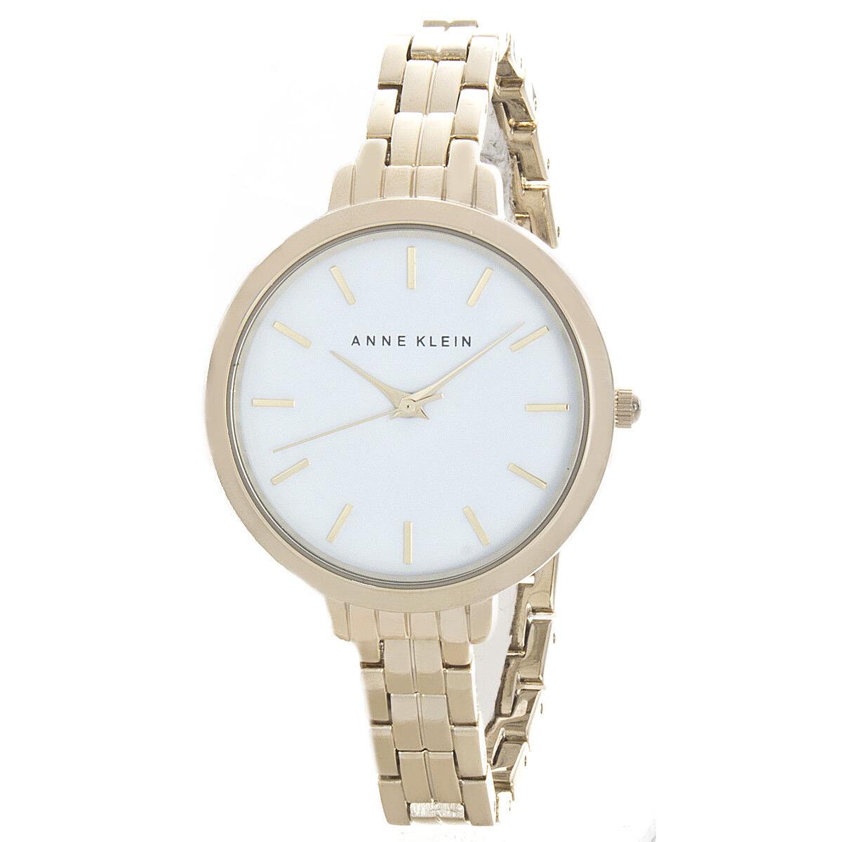 Anne Klein Women`s White Dial Gold-tone Bracelet Watch AK/2070WTGB