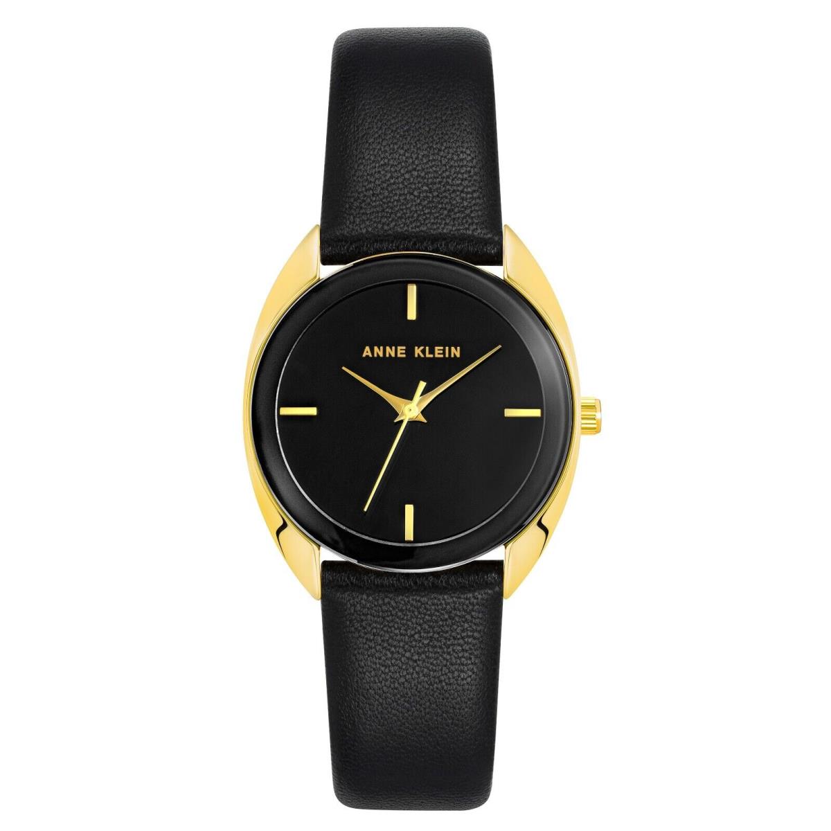 Anne Klein Women`s Black Dial Leather Strap Watch AK/4030-BKBK