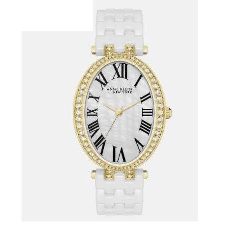 Womens Anne Klein Mother of Pearl Ceramic Gold-tone Quartz Watch W16