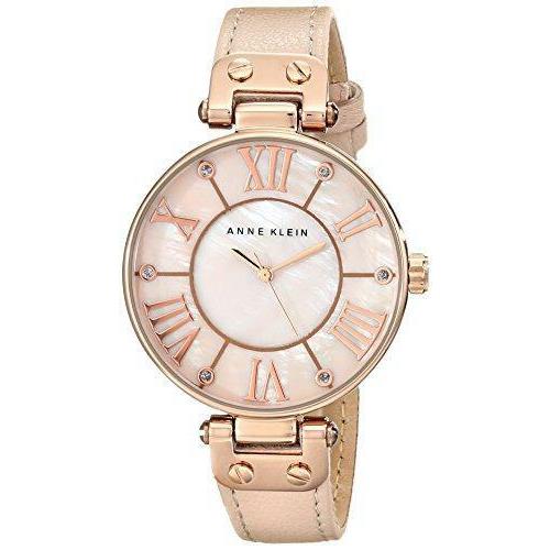 Anne Klein Women`s 10/9918RGLP Rose Gold-tone Watch with Leather Band