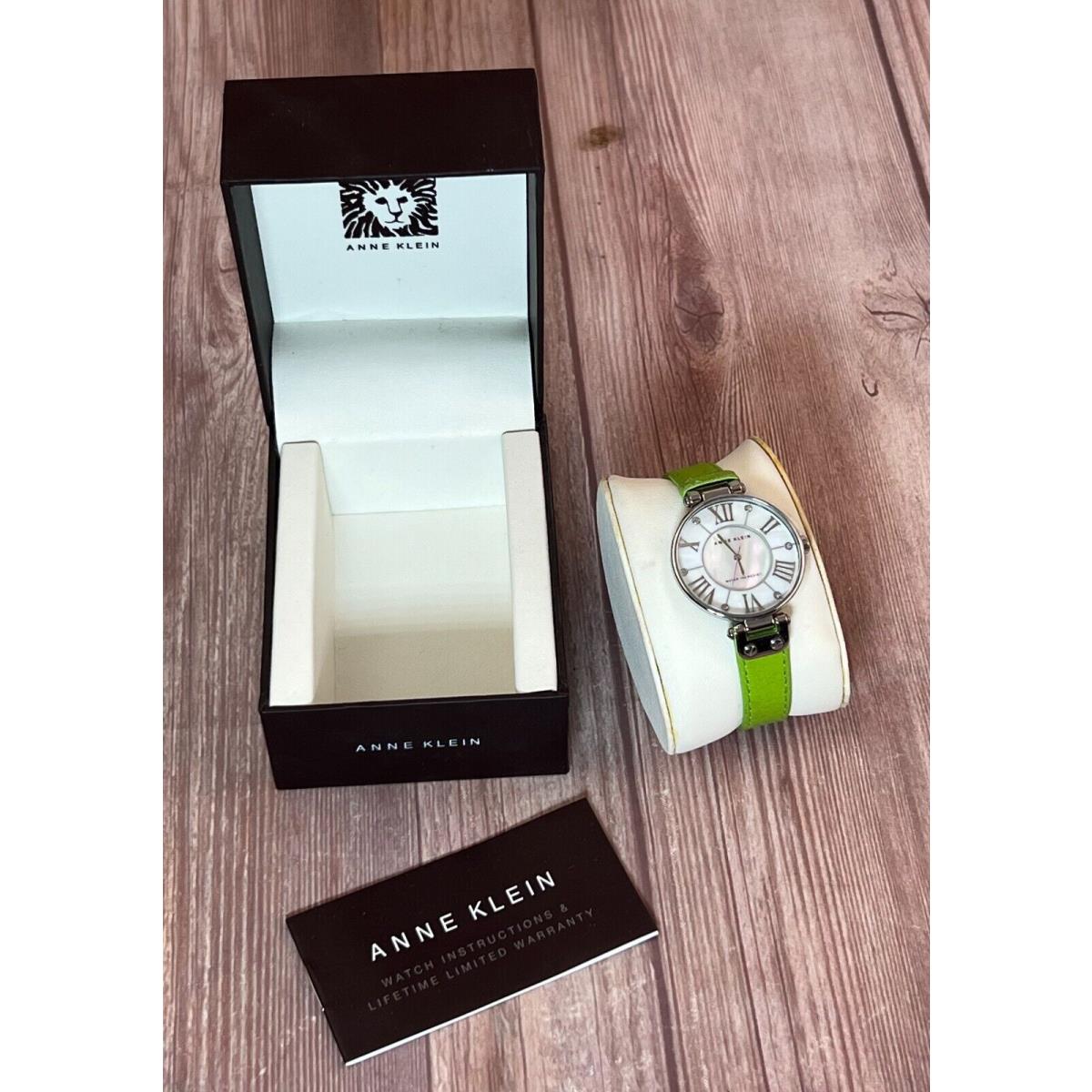 Anne Klein Women`s Mother of Pearl Dial Lime Green Watch 10-9919