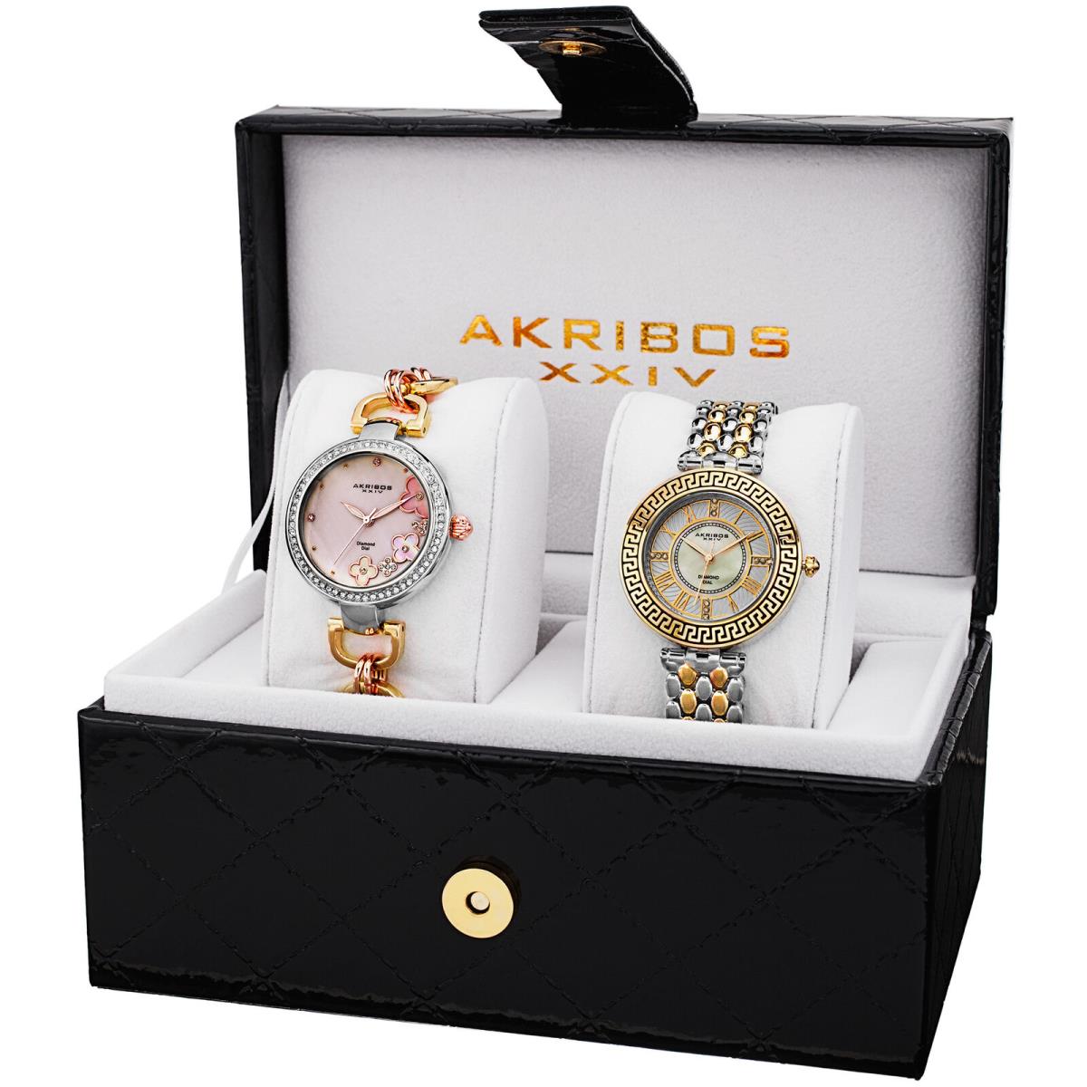 Women`s Akribos Xxiv AK886TT Two-tone Mother of Pearl Dials Watch Set