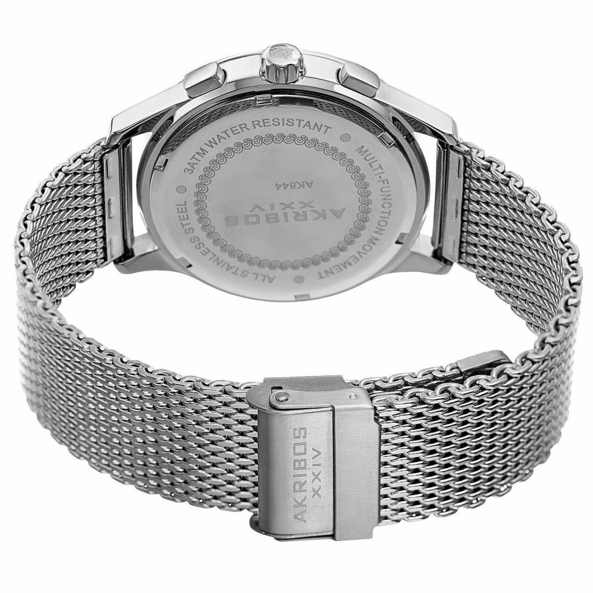 Akribos Xxiv AK905SSB Men`s Grey Sunburst Dial Silver SS Mesh Bracelet Watch