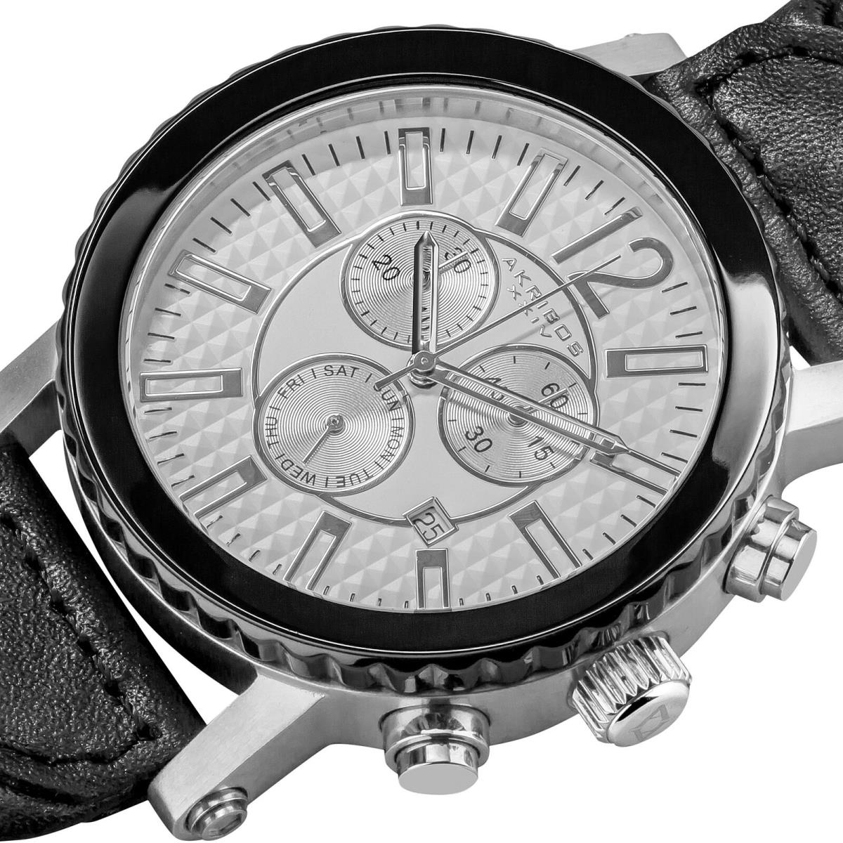 Men`s Akribos Xxiv AK571BK Chronograph Swiss Quartz Braided Strap Watch