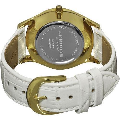 Akribos Xxiv AK464YG Brilliance Swiss Quartz Diamonds Leather Strap Womens Watch