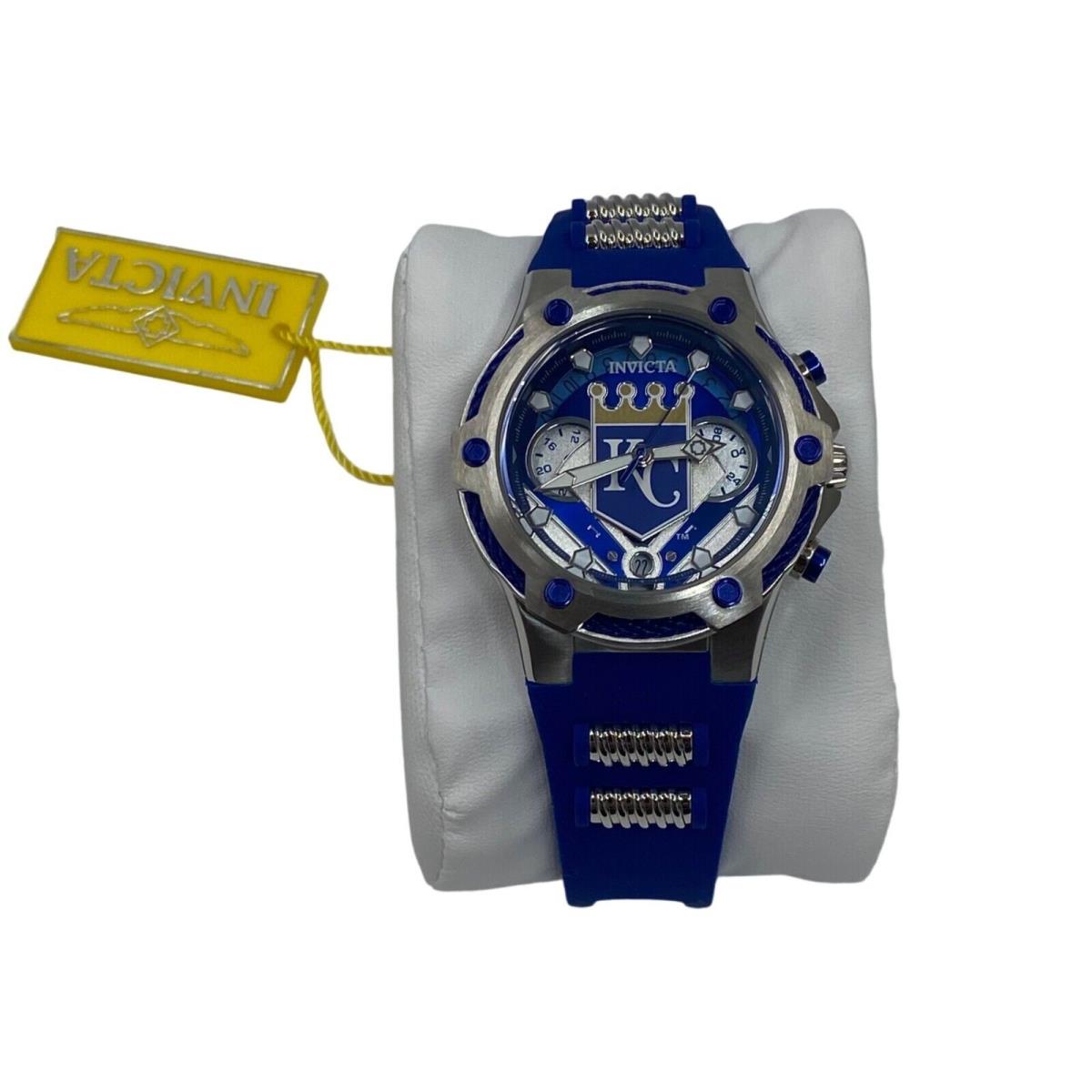 Invicta Mlb Kansas City Royals Men Watch Silver Blue - Blue, Silver