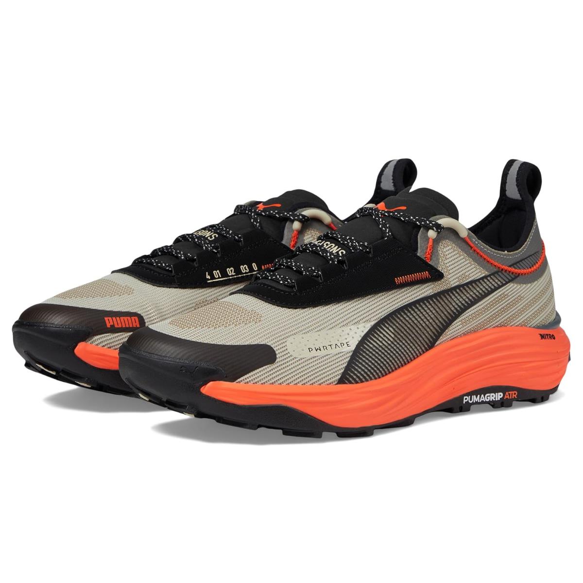 Man`s Sneakers Athletic Shoes Puma Voyage Nitro 3 Tech - Desert Dust/Flame Flicker/Puma Black