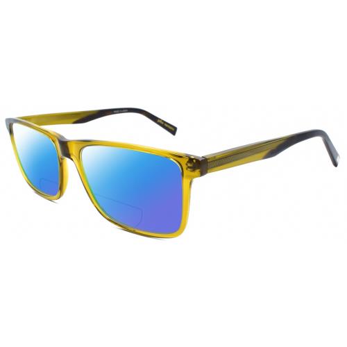 John Varvatos V374 Unisex Polarized Bifocal Sunglass Green Crystal Tortoise 55mm Blue Mirror