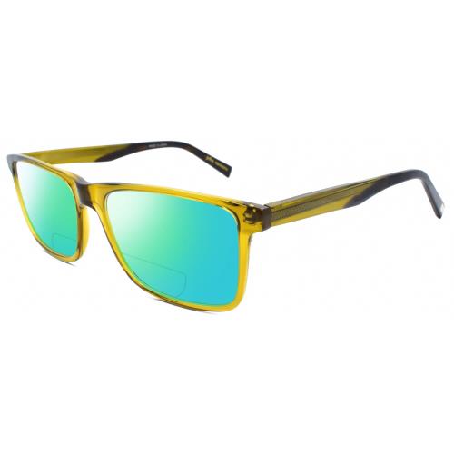 John Varvatos V374 Unisex Polarized Bifocal Sunglass Green Crystal Tortoise 55mm Green Mirror