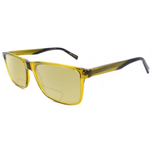 John Varvatos V374 Unisex Polarized Bifocal Sunglass Green Crystal Tortoise 55mm Yellow