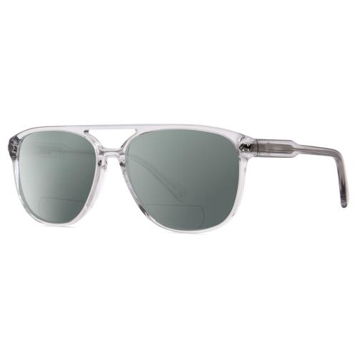 John Varvatos VJV424 Unisex Polarized Bifocal Sunglass Crystal Grey 56mm 41 Opt Grey