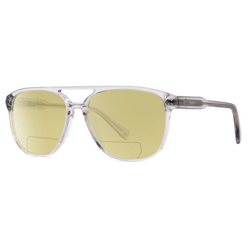 John Varvatos VJV424 Unisex Polarized Bifocal Sunglass Crystal Grey 56mm 41 Opt Yellow