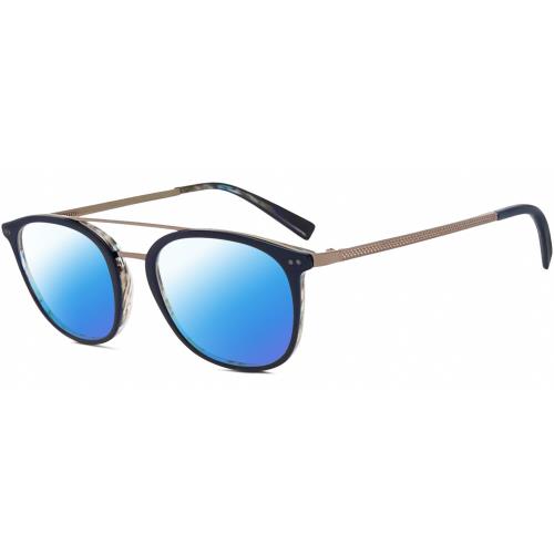 John Varvatos V378 Unisex Polarized Sunglass Navy Blue Grey Gunmetal 49mm 4 Opt - Frame: Multicolor, Lens: Blue Mirror Polar