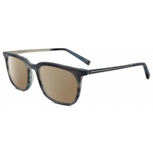 John Varvatos V411 Unisex Polarized Sunglass Grey Blue Marble Silver 51mm 4 Opt Amber Brown Polar