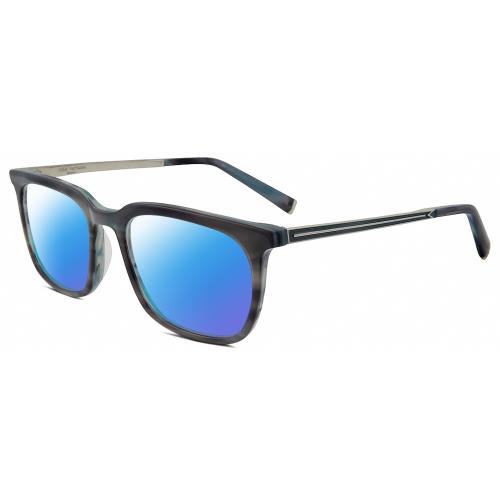 John Varvatos V411 Unisex Polarized Sunglass Grey Blue Marble Silver 51mm 4 Opt Blue Mirror Polar