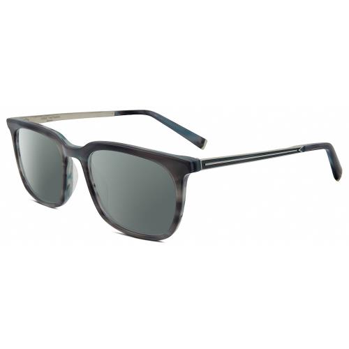 John Varvatos V411 Unisex Polarized Sunglass Grey Blue Marble Silver 51mm 4 Opt Smoke Grey Polar