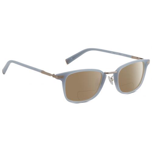 John Varvatos V405 Unisex Pantho Polarized Bifocal Sunglasses Blue Gunmetal 48mm - Frame: Multicolor, Lens: Blue Mirror