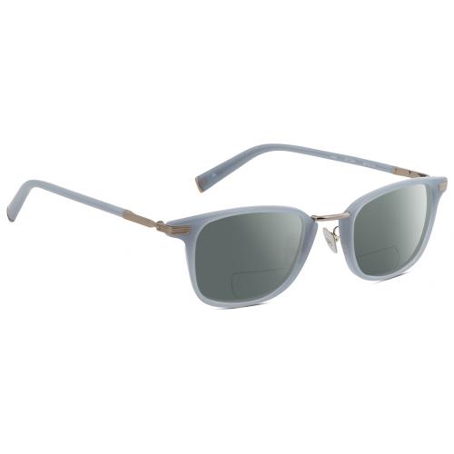 John Varvatos V405 Unisex Pantho Polarized Bifocal Sunglasses Blue Gunmetal 48mm Grey