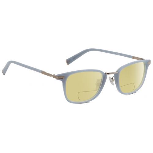 John Varvatos V405 Unisex Pantho Polarized Bifocal Sunglasses Blue Gunmetal 48mm Yellow