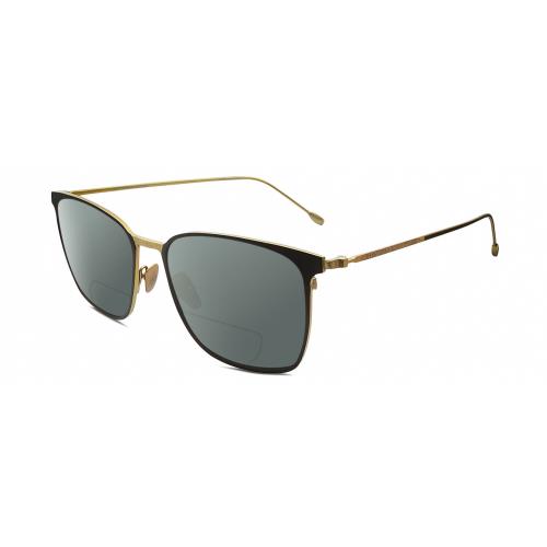 John Varvatos V524 Unisex Polarized Bifocal Sunglasses Black Gold 57mm 41 Option Grey