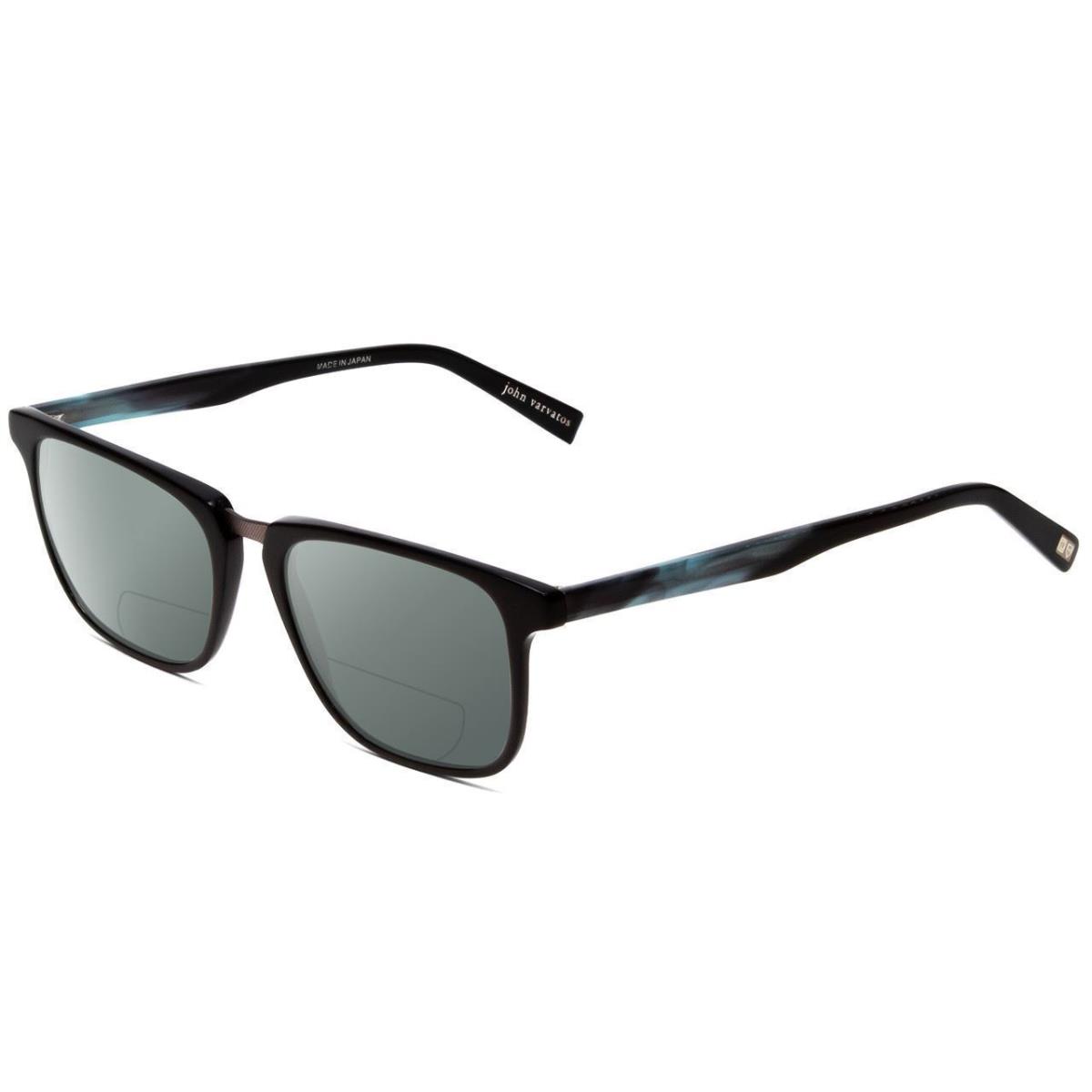 John Varvatos V373 Polarized Bi-focal Sunglasses Black Marble Blue 54 mm Options Blue Mirror