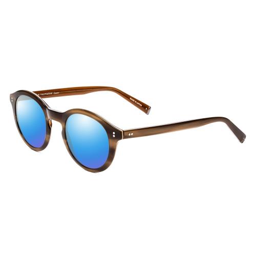 John Varvatos V519 Unisex Polarized Sunglasses 4 Option in Olive Brown Horn 47mm - Frame: Multicolor, Lens: Blue Mirror Polar