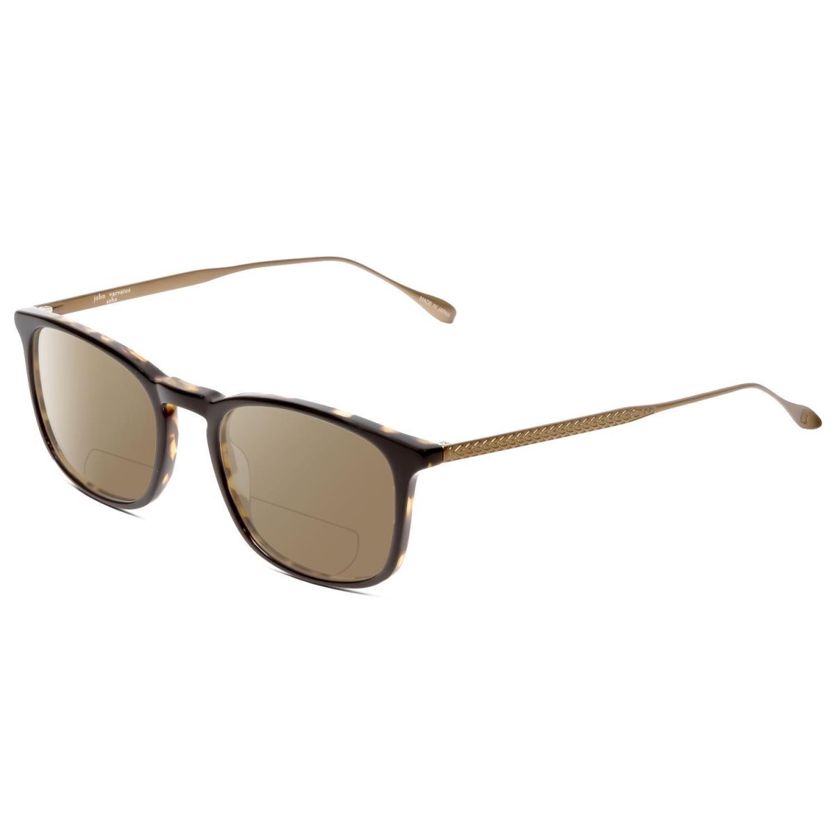 John Varvatos V207 Polarized Bi-focal Sunglasses Black Tortoise Havana Gold 54mm Brown