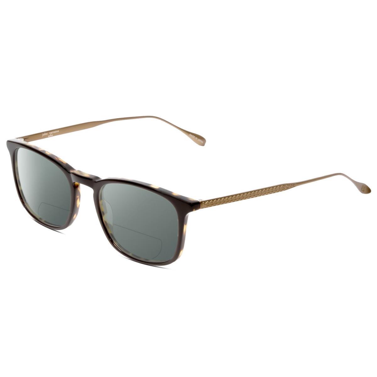 John Varvatos V207 Polarized Bi-focal Sunglasses Black Tortoise Havana Gold 54mm Grey