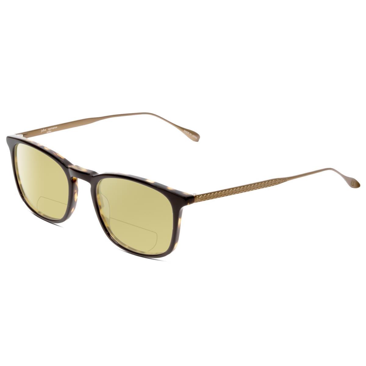 John Varvatos V207 Polarized Bi-focal Sunglasses Black Tortoise Havana Gold 54mm Yellow