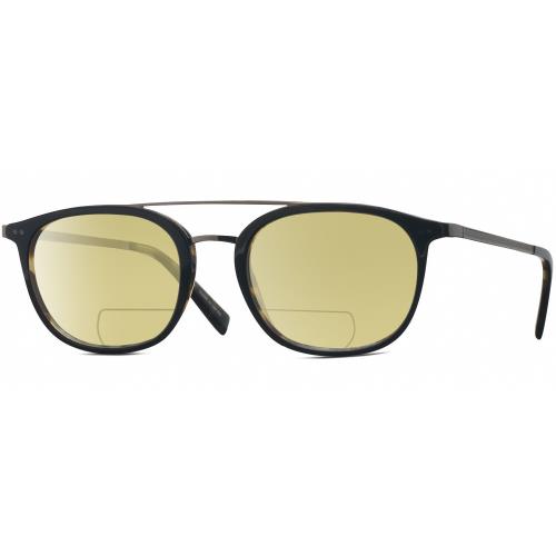 John Varvatos V378 Unisex Polarized Bifocal Sunglasses Black Brown Tortoise 49mm Yellow